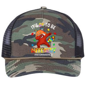 Autism Awareness Dabbing Red Panda It's Ok To Be Different Retro Rope Trucker Hat Cap