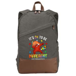 Autism Awareness Dabbing Red Panda It's Ok To Be Different Cotton Canvas Backpack