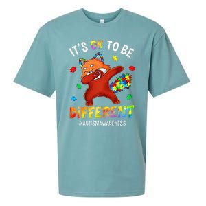 Autism Awareness Dabbing Red Panda It's Ok To Be Different Sueded Cloud Jersey T-Shirt