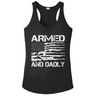 Armed And Dadly Funny Deadly Father For Fathers Day USA Flag Ladies PosiCharge Competitor Racerback Tank