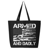 Armed And Dadly Funny Deadly Father For Fathers Day USA Flag 25L Jumbo Tote