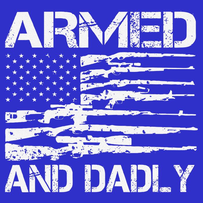Armed And Dadly Funny Deadly Father For Fathers Day USA Flag 16 in Basic Backpack
