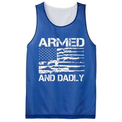Armed And Dadly Funny Deadly Father For Fathers Day USA Flag Mesh Reversible Basketball Jersey Tank
