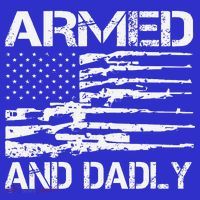 Armed And Dadly Funny Deadly Father For Fathers Day USA Flag Pom Pom 12in Knit Beanie