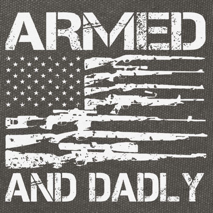 Armed And Dadly Funny Deadly Father For Fathers Day USA Flag Cotton Canvas Backpack