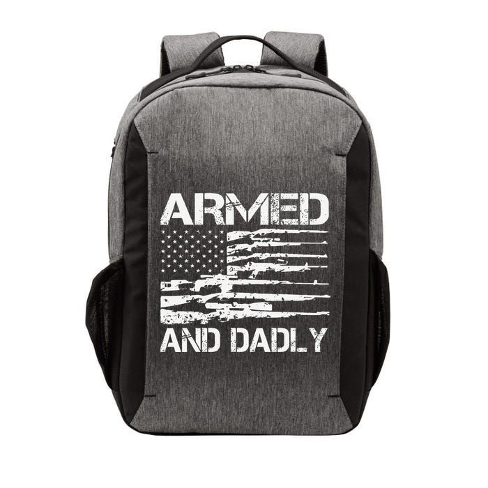 Armed And Dadly Funny Deadly Father For Fathers Day USA Flag Vector Backpack