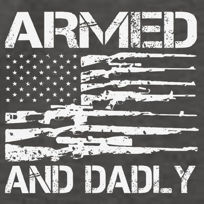 Armed And Dadly Funny Deadly Father For Fathers Day USA Flag Vector Backpack