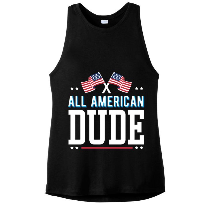 All American Dude 4th Of July Usa Flag Family Gift Ladies PosiCharge Tri-Blend Wicking Tank