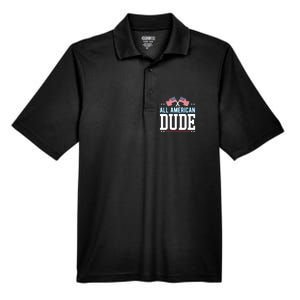 All American Dude 4th Of July Usa Flag Family Gift Men's Origin Performance Pique Polo