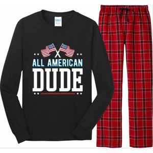 All American Dude 4th Of July Usa Flag Family Gift Long Sleeve Pajama Set