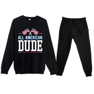 All American Dude 4th Of July Usa Flag Family Gift Premium Crewneck Sweatsuit Set