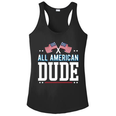All American Dude 4th Of July Usa Flag Family Gift Ladies PosiCharge Competitor Racerback Tank