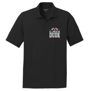 All American Dude 4th Of July Usa Flag Family Gift PosiCharge RacerMesh Polo