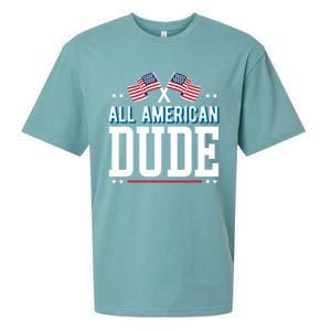 All American Dude 4th Of July Usa Flag Family Gift Sueded Cloud Jersey T-Shirt