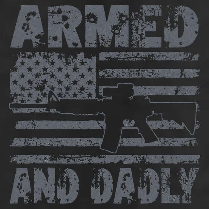 Armed And Dadly Funny Deadly Father For Fathers Day USA Flag Golf Towel