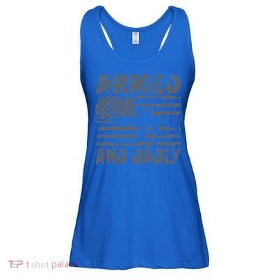 Armed And Dadly Funny Deadly Father For Fathers Day USA Flag Ladies Essential Flowy Tank