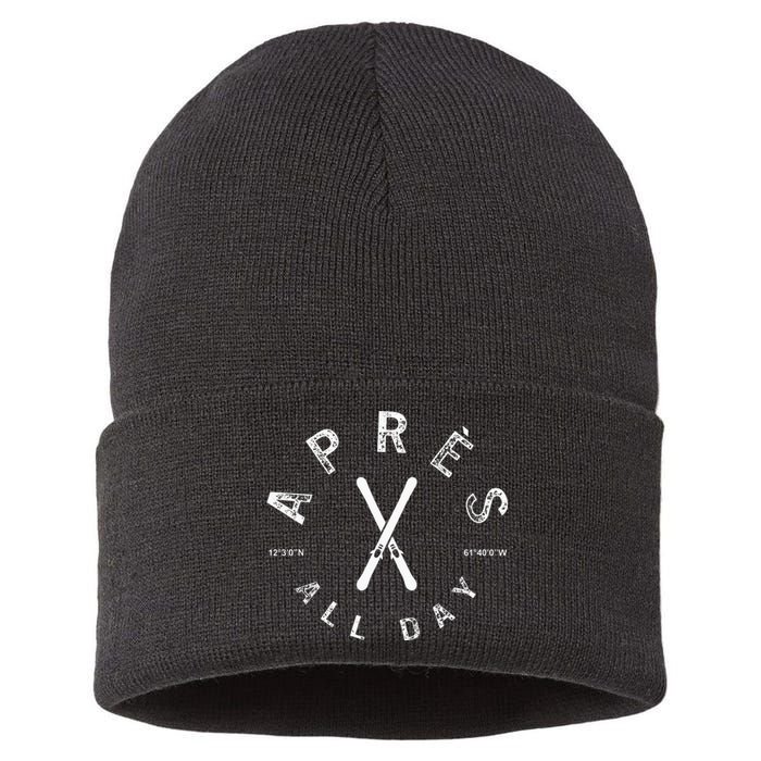 Apres All Day Winter Sports Apres Ski Lover Skiing Men Skier Sustainable Knit Beanie