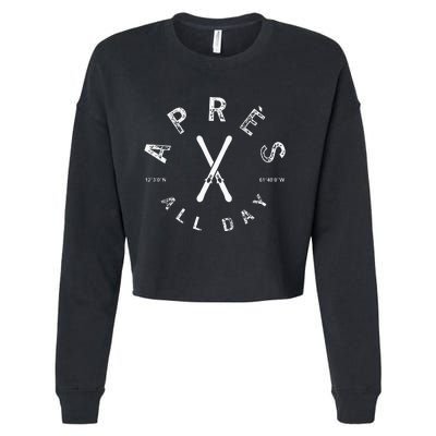 Apres All Day Winter Sports Apres Ski Lover Skiing Men Skier Cropped Pullover Crew