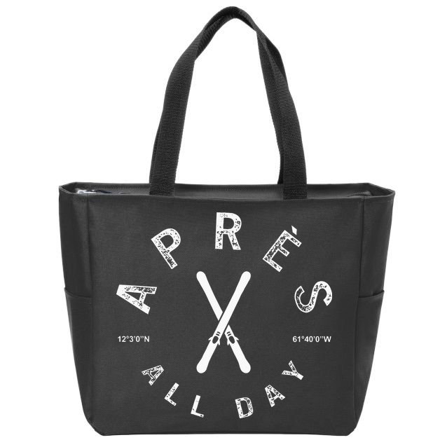 Apres All Day Winter Sports Apres Ski Lover Skiing Men Skier Zip Tote Bag