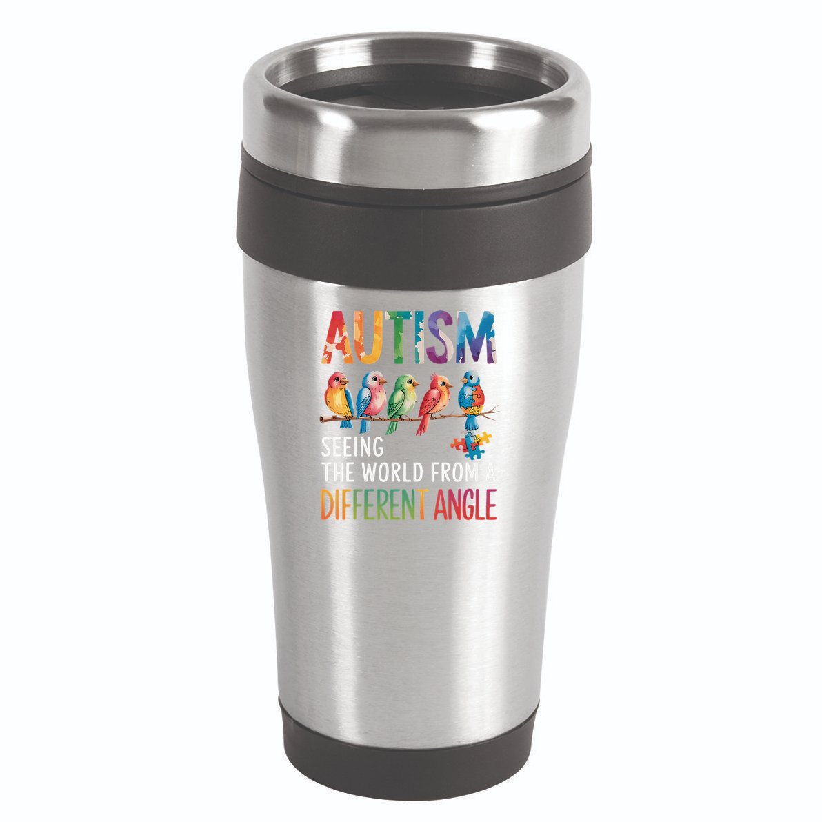 Autism Awareness Different Angle Neurodiversity 16oz Travel Tumbler