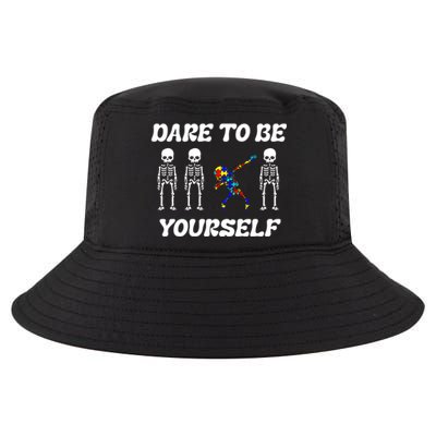 Autism Awareness Dare To Be Yours Dabbing Skeleton Puzzle Gift Cool Comfort Performance Bucket Hat