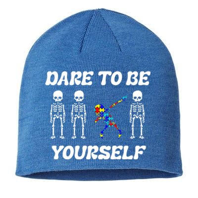 Autism Awareness Dare To Be Yours Dabbing Skeleton Puzzle Gift Sustainable Beanie