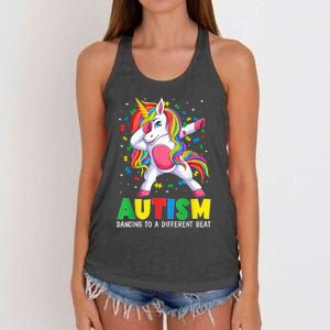 Autism Awareness Dabbing Unicorn Puzzle Piece Boy girl kid Women's Knotted Racerback Tank