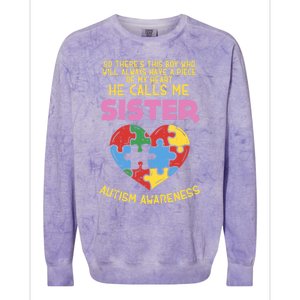 Autism Awareness Day Piece Of My Heart Sister Cute Gift Colorblast Crewneck Sweatshirt