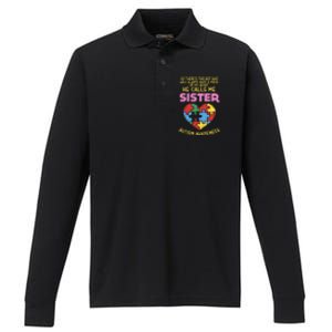 Autism Awareness Day Piece Of My Heart Sister Cute Gift Performance Long Sleeve Polo