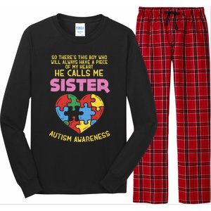 Autism Awareness Day Piece Of My Heart Sister Cute Gift Long Sleeve Pajama Set