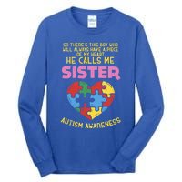 Autism Awareness Day Piece Of My Heart Sister Cute Gift Tall Long Sleeve T-Shirt