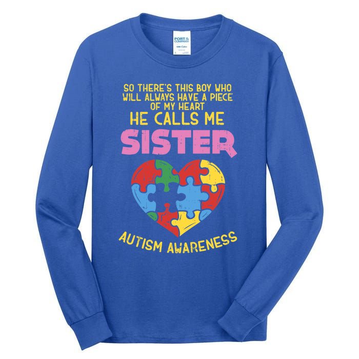 Autism Awareness Day Piece Of My Heart Sister Cute Gift Tall Long Sleeve T-Shirt