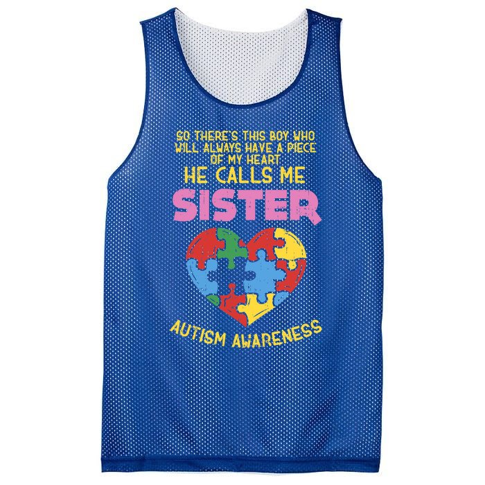 Autism Awareness Day Piece Of My Heart Sister Cute Gift Mesh Reversible Basketball Jersey Tank