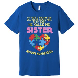 Autism Awareness Day Piece Of My Heart Sister Cute Gift Premium T-Shirt