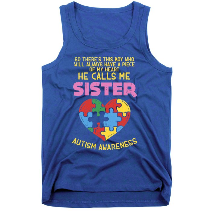 Autism Awareness Day Piece Of My Heart Sister Cute Gift Tank Top