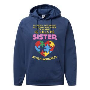 Autism Awareness Day Piece Of My Heart Sister Cute Gift Performance Fleece Hoodie