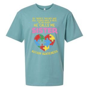 Autism Awareness Day Piece Of My Heart Sister Cute Gift Sueded Cloud Jersey T-Shirt