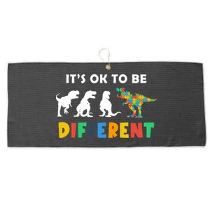 Autism Awareness Dinosaur Its Ok To Be Different Funny Gift Large Microfiber Waffle Golf Towel