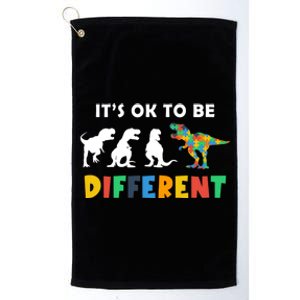 Autism Awareness Dinosaur Its Ok To Be Different Funny Gift Platinum Collection Golf Towel