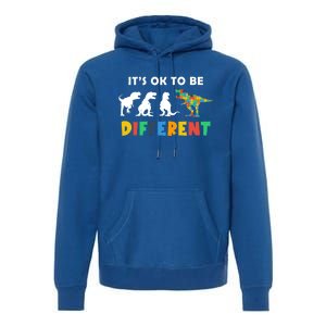 Autism Awareness Dinosaur Its Ok To Be Different Funny Gift Premium Hoodie