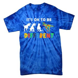 Autism Awareness Dinosaur Its Ok To Be Different Funny Gift Tie-Dye T-Shirt