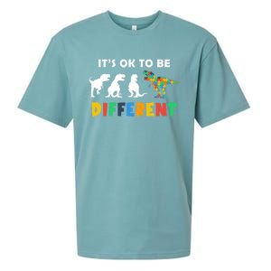 Autism Awareness Dinosaur Its Ok To Be Different Funny Gift Sueded Cloud Jersey T-Shirt