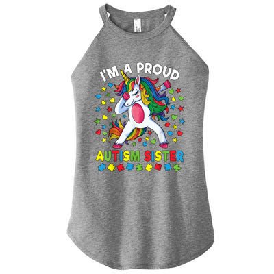 Autism Awareness Dabbing Unicorn Girl Proud Autism Sister Gift Women’s Perfect Tri Rocker Tank