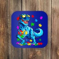 Autism Awareness Dinosaurs Autistic T Rex Heart Gift Coaster