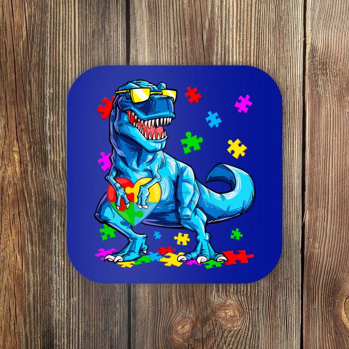 Autism Awareness Dinosaurs Autistic T Rex Heart Gift Coaster