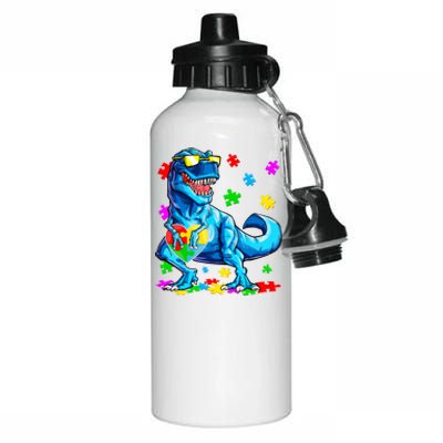 Autism Awareness Dinosaurs Autistic T Rex Heart Gift Aluminum Water Bottle