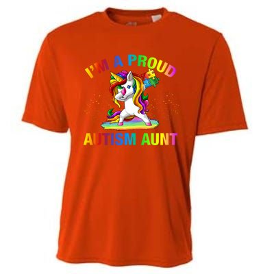 Autism Awareness Dabbing Unicorn Proud Autism Aunt Gift Cooling Performance Crew T-Shirt