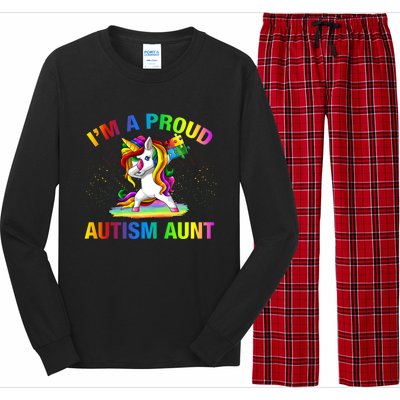 Autism Awareness Dabbing Unicorn Proud Autism Aunt Gift Long Sleeve Pajama Set