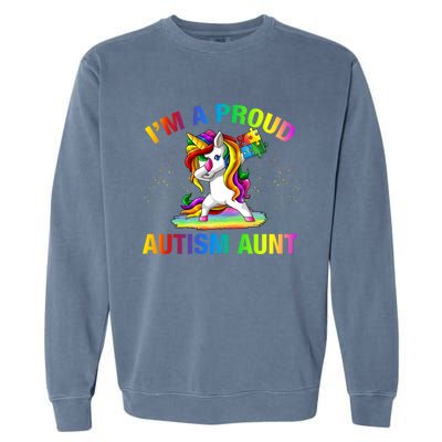 Autism Awareness Dabbing Unicorn Proud Autism Aunt Gift Garment-Dyed Sweatshirt