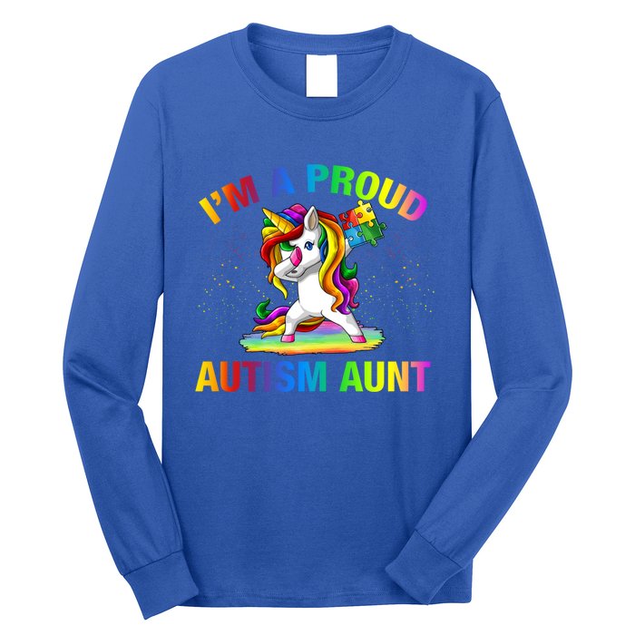 Autism Awareness Dabbing Unicorn Proud Autism Aunt Gift Long Sleeve Shirt